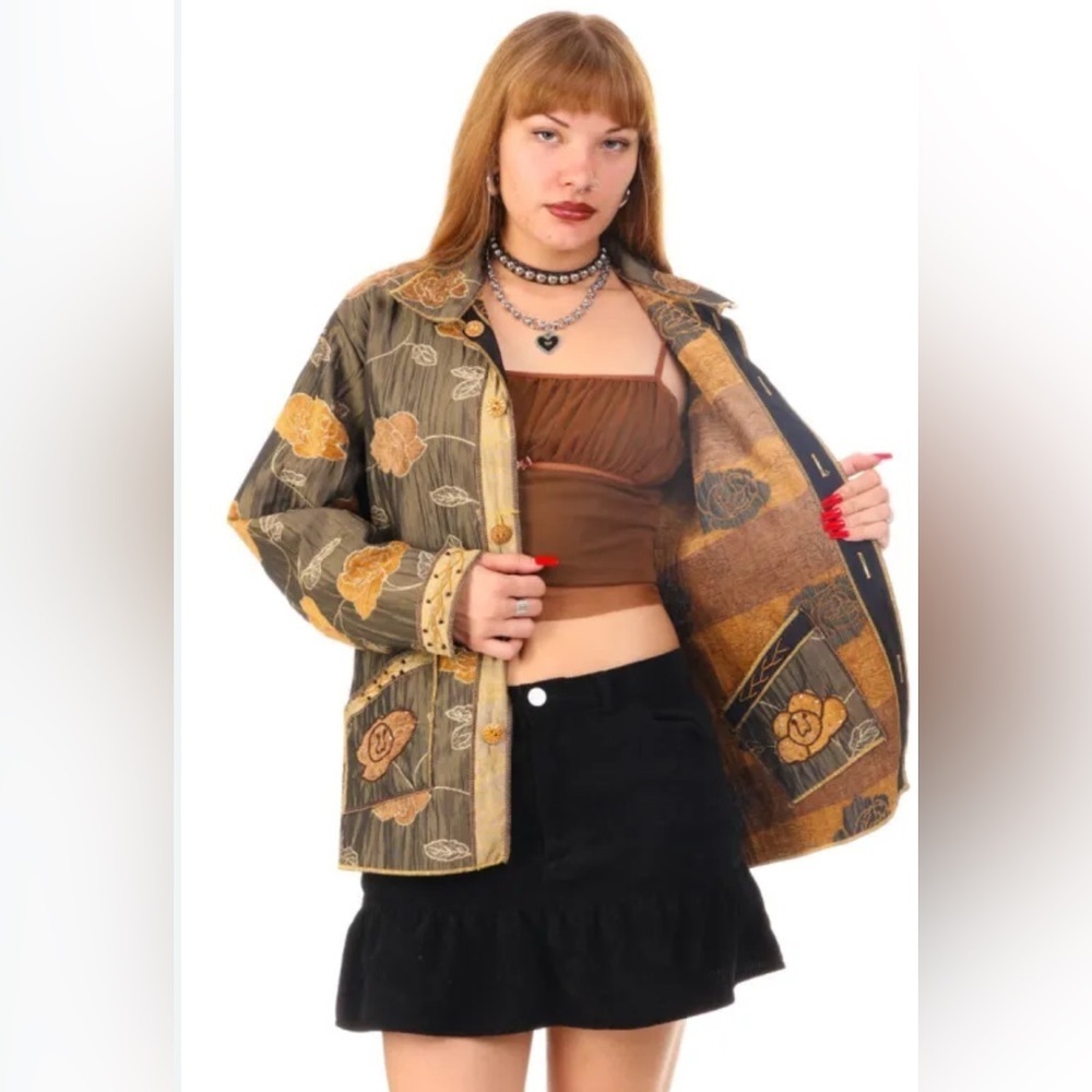 YAK MAGIK NEPAL REVERSIBLE BRONZE & GOLD JACKET